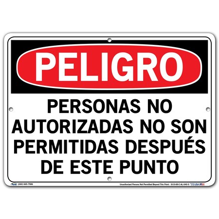 Vestil Aluminum Sign, 10-1/2" Height, 14-1/2" Width, Aluminum, Rectangle, Spanish SI-D-68-C-AL-040-S